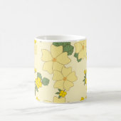 黄色の花、花のパターン、あなたの名前 コーヒーマグカップ (中央)