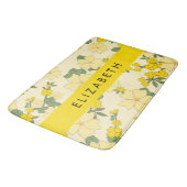 黄色の花、花のパターン、あなたの名前 バスマット (アングル)