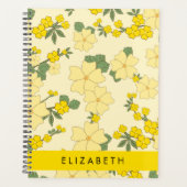 黄色の花、花のパターン、あなたの名前 プランナー手帳 (正面)
