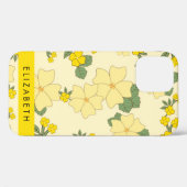 黄色の花、花のパターン、あなたの名前 Case-Mate iPhoneケース (裏面 (横))