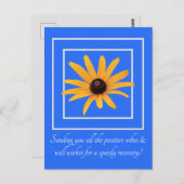 黄色の花 青い背景 希望に満ちた 快復祝い ポストカード (正面/裏面)