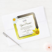 黄色の茶色のグリッター白い製品ラベルのロゴの追加 スクエアシール (封筒)