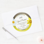 黄色の茶色のグリッター白い製品ラベルのロゴの追加 ラウンドシール (封筒)