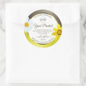 黄色の茶色のグリッター白い製品ラベルのロゴの追加 ラウンドシール (バッグ)