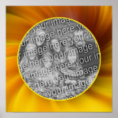 黄色の茶色の渦巻きフレーム自分の写真を追加 ポスター (正面)