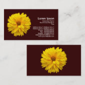 黄色の菊 – 濃い茶色 名刺 (正面/裏面)