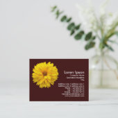 黄色の菊 – 濃い茶色 名刺 (スタンド正面)