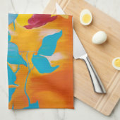 黄色の落ちる柿 キッチンタオル (四つ折り)