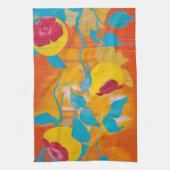 黄色の落ちる柿 キッチンタオル (縦)