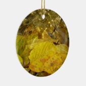 黄色の葉樺の木のストリーム セラミックオーナメント (右)