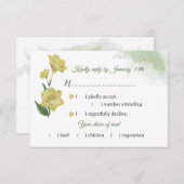 黄色の葉緑の食事 出欠カード (正面/裏面)