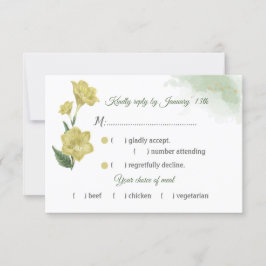 黄色の葉緑の食事 出欠カード