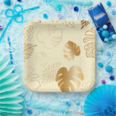 黄色の葉金ゴールド紙プレート ペーパープレート (パーティー)