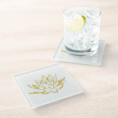 黄色の蓮の花ボホのアクセサリー女性 ガラスコースター (アングル)