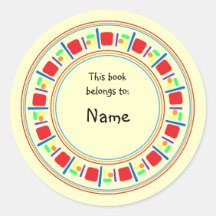 黄色の蔵書票とカラフル縁ど