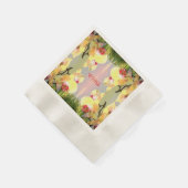 黄色の蘭の模様 縁ありカクテルナプキン (角)
