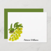 黄色の蘭の花のノートパーソナライズされたカード ノートカード (正面/裏面)