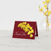 黄色の蘭の赤の背景ありがとう カード (黄色い花)