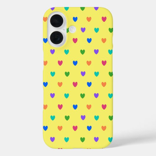 黄色の虹色ドットハート Case-Mate iPhoneケース (裏面)