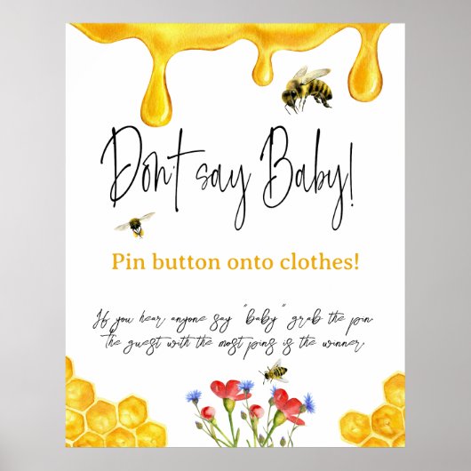黄色の蜂蜜のまわりには赤ちゃんのシャワーのゲームを言わない ポスター (正面)