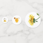 黄色の蜂蜜の水色ひまわりミツバチ赤ちゃんシャワー コンフェッティ (裏面)