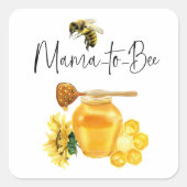 黄色の蜂蜜の水色ひまわりミツバチ赤ちゃんシャワー スクエアシール (正面)