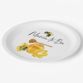 黄色の蜂蜜の水色ひまわりミツバチ赤ちゃんシャワー ペーパープレート (アングル)