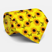 黄色の蝶とヒマワリ、ネックタイ ネクタイ (ロール)