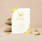 黄色の蝶の水の色の赤ちゃんシャワー招待 招待状