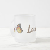 黄色の蝶スケッチ曇りガラスのマグカップ フロストグラスマグカップ (正面左)