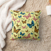 黄色の蝶形ガーリー模様 クッション (ブランケット)