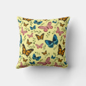 黄色の蝶形ガーリー模様 クッション (裏面)