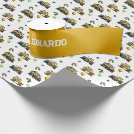 黄色の誕生日グリーティングと名前をカスタムする サテンリボン