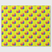 黄色の誕生日バルーンブーケ ラッピングペーパー (フラット)