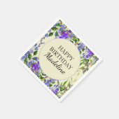 黄色の誕生日パーティーに紫の水色フローラ スタンダードカクテルナプキン (角)