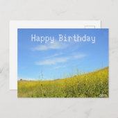 黄色の誕生日写真ハガキ ポストカード (正面/裏面)