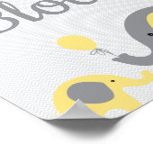 黄色の象お願いサイン禁止ベビーシャワー ポスター (角)