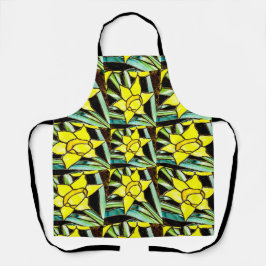黄色の貴重な花のパターン エプロン