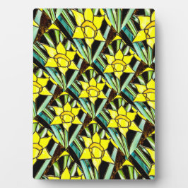 黄色の貴重な花のパターン フォトプラーク