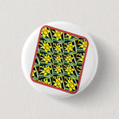 黄色の貴重な花のパターン 缶バッジ (正面)