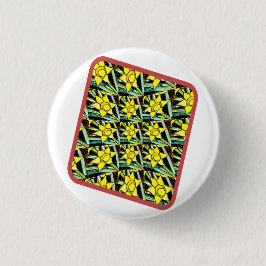 黄色の貴重な花のパターン 缶バッジ