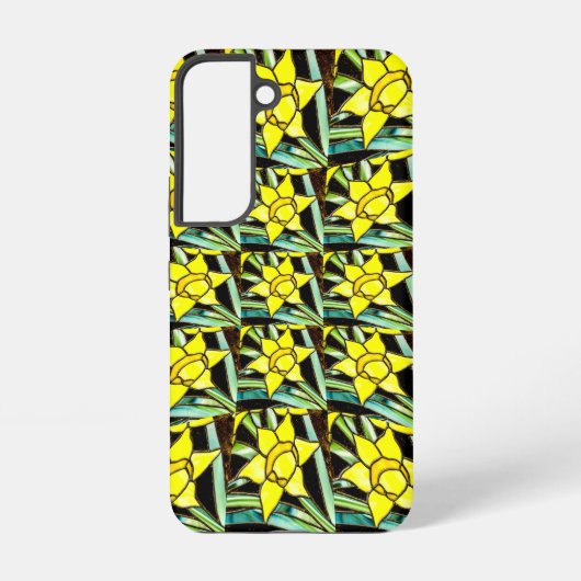 黄色の貴重な花のパターン SAMSUNG GALAXYケース (裏面)