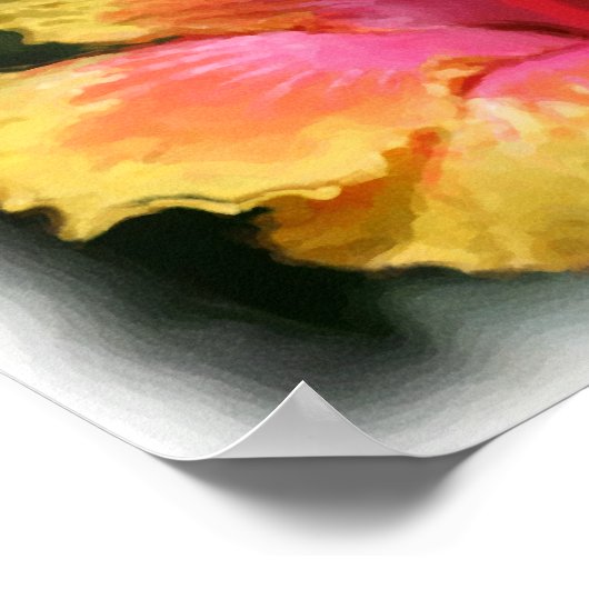 黄色の赤いハイビスカスフラワーアートフォト絵画ズ ポスター (角)