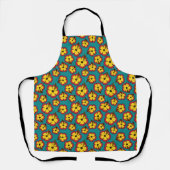 黄色の赤いハイビスカス熱帯花パターン エプロン (正面)