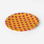 黄色の赤い水玉模様 ペーパープレート (アングル)