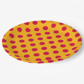 黄色の赤い水玉模様 ペーパープレート (アングル)