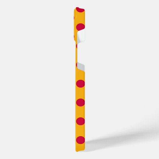 黄色の赤い水玉模様 iPhoneケース (左側面)