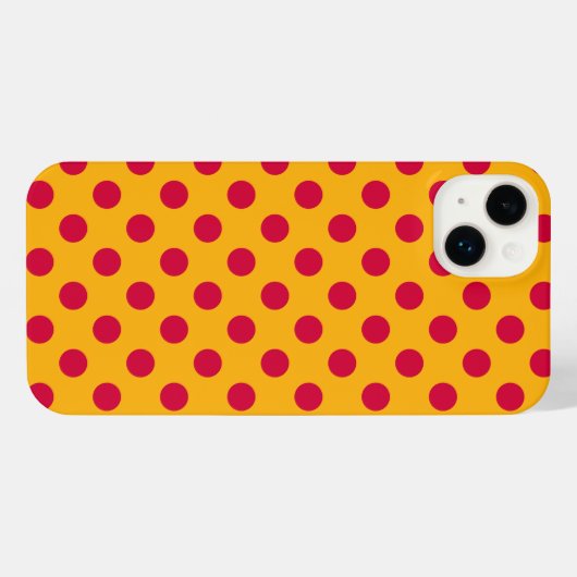 黄色の赤い水玉模様 iPhoneケース (裏面横)