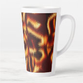 黄色の赤い汚れは、欠陥のあるスプレーまたはインクの通気孔に見える カフェラテマグ (右)