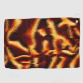 黄色の赤い汚れは、欠陥のあるスプレーまたはインクの通気孔に見える ゴルフタオル (横)